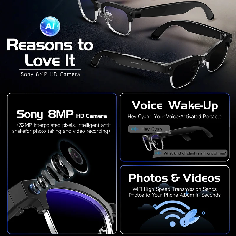 W630 HeyCyan AI音声起動機能搭載 AI翻訳機能 - Smart Glasses Lens のレビューと価格