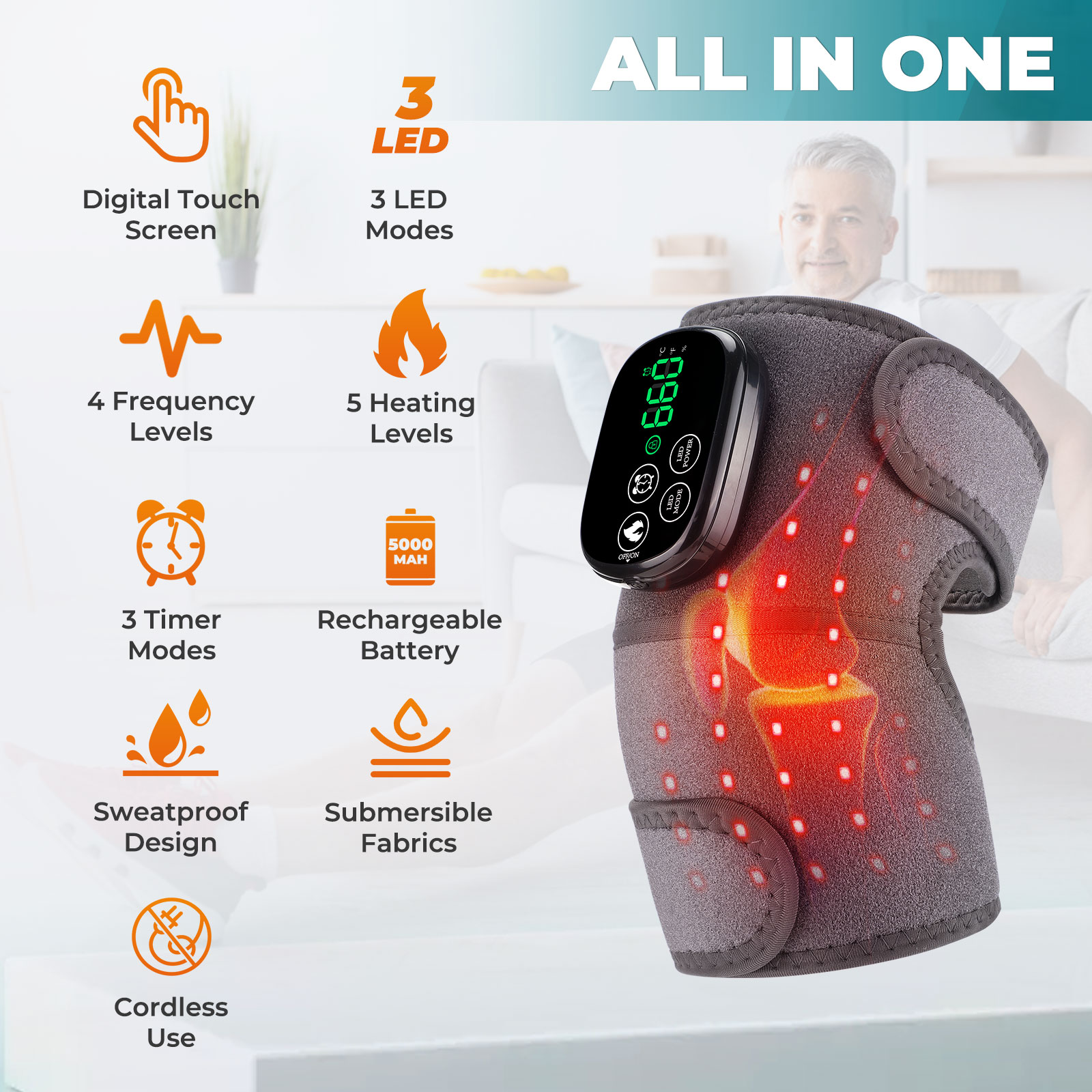 ワークアウト用レッドライト膝サポーター - コードレスLED - Smart Knee Wrap のレビューと価格