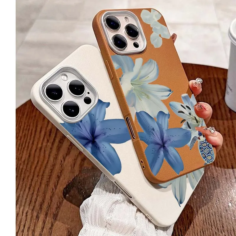 エレガントな青いユリ柄のファッションスマホケース Redmi - Xiaomi Redmi Note 14 のレビューと価格