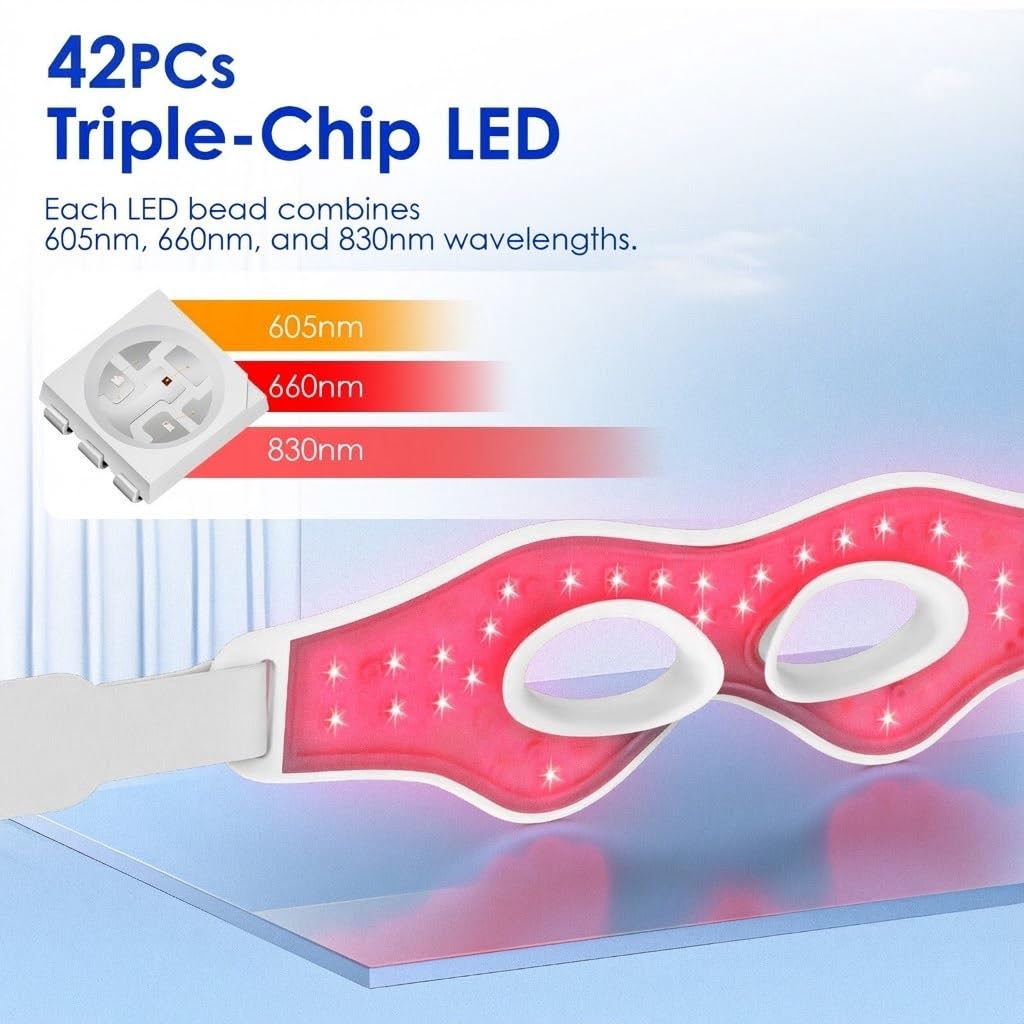 3D赤色光EMSアイマッサージャー 4モード 605NM-8 - Light Therapy Glasses のレビューと価格